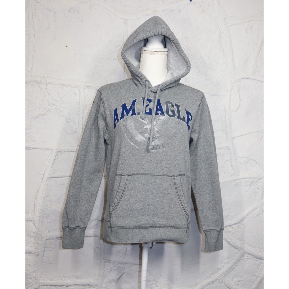 American Eagle Women's Grey Hooded Sweatshirt- Size XS